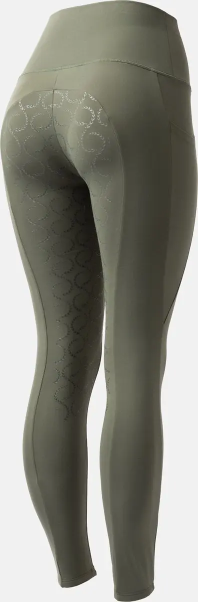 Horze Gillian Full Seat Compressie Tights, dames, Beetle Khaki Green, 40