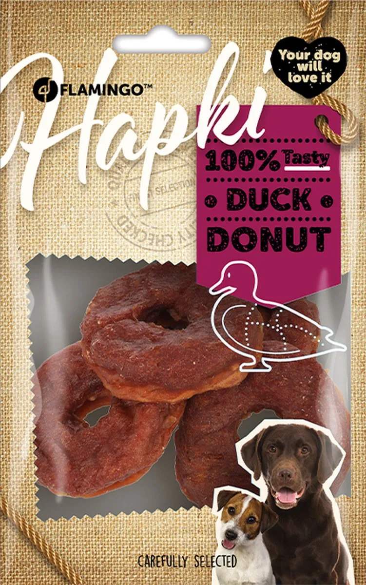Flamingo Hapki Hondensnack Donut met Eend - 4 Stuks 95g - afbeelding 2 van 3
