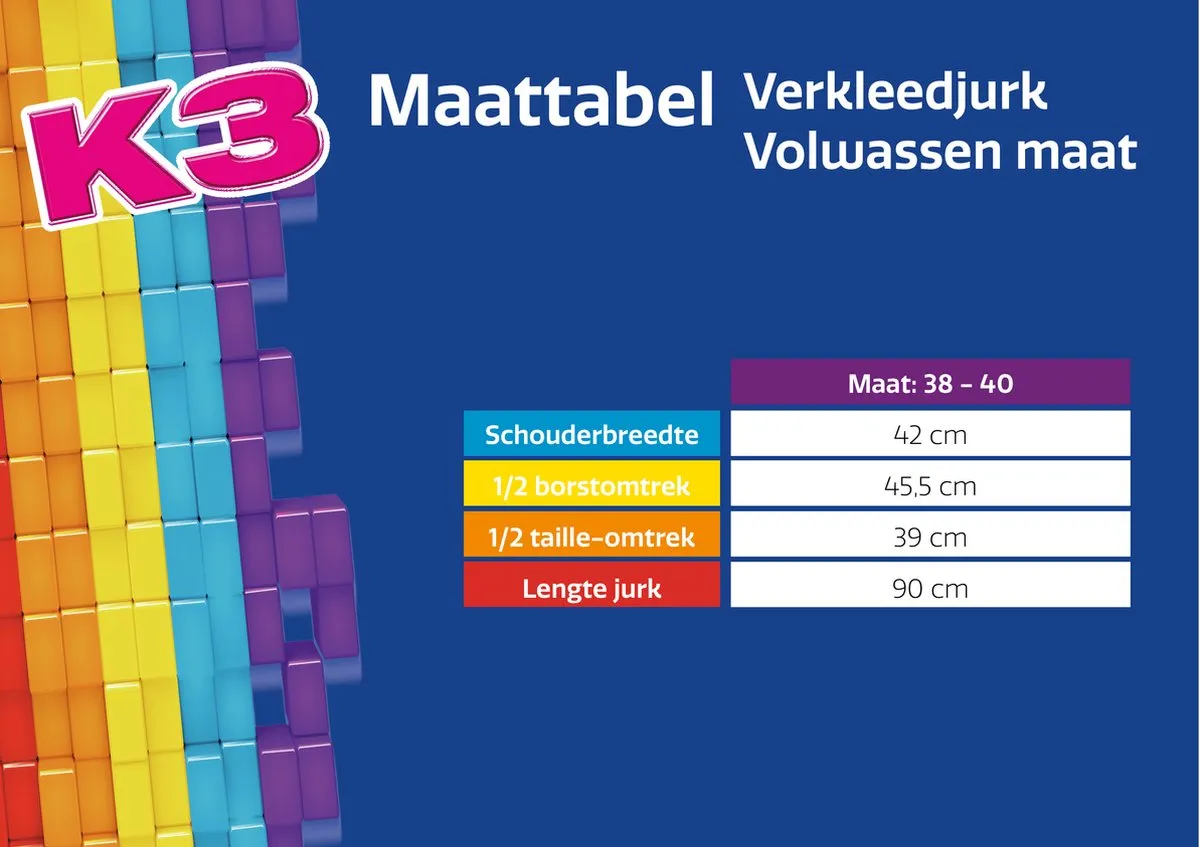 K3 Verkleedjurk Regenboogblauw - Maat M