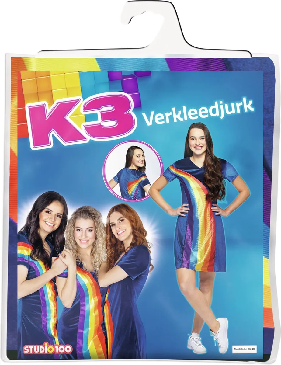 K3 Verkleedjurk Regenboogblauw - Maat M