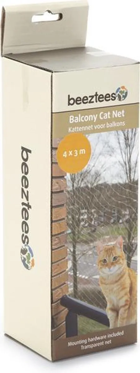 Beeztees Kattennet Balkon 4x3m Transparant