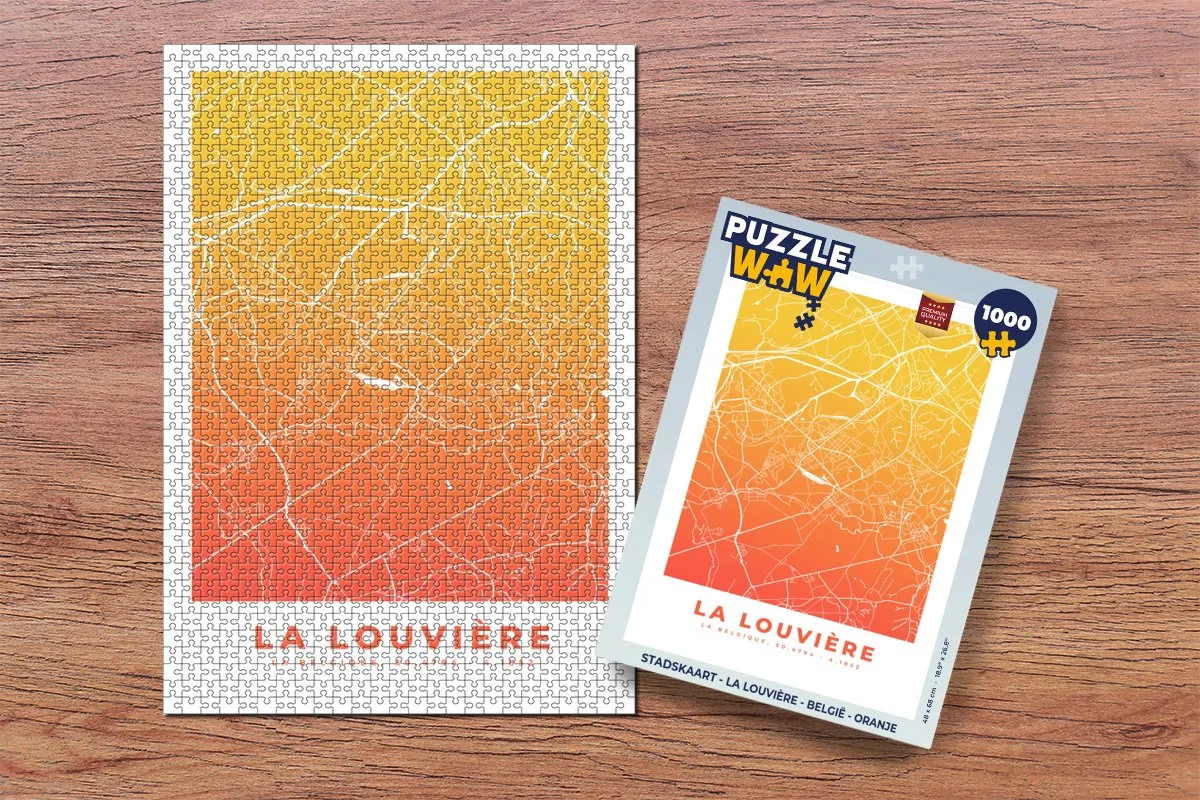 PuzzleWow Stadskaart La Louvière België Legpuzzel 1000 Stuks - Multicolor