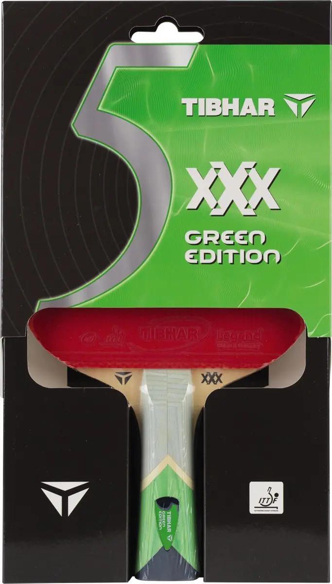 Tibhar XXX Green Edition Tafeltennisbatje - Rood/Zwart - afbeelding 3 van 5