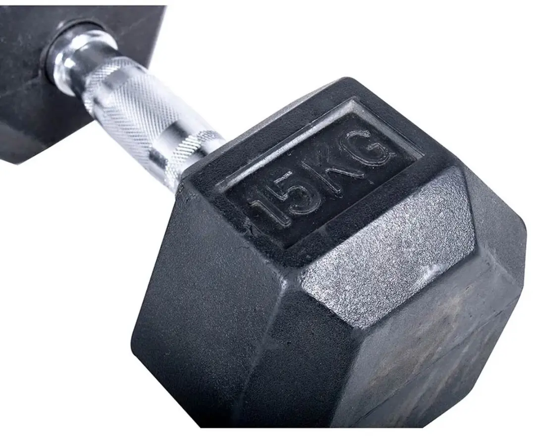 Olive Hex Dumbbell 15kg - Zilver - afbeelding 3 van 3