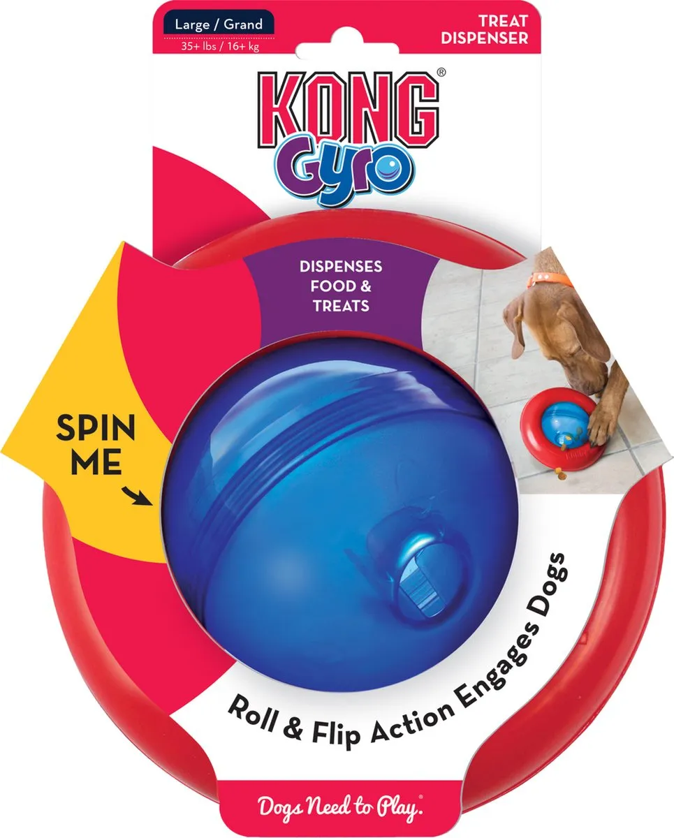 KONG Gyro Voerbal L - Rood/Blauw - afbeelding 6 van 6