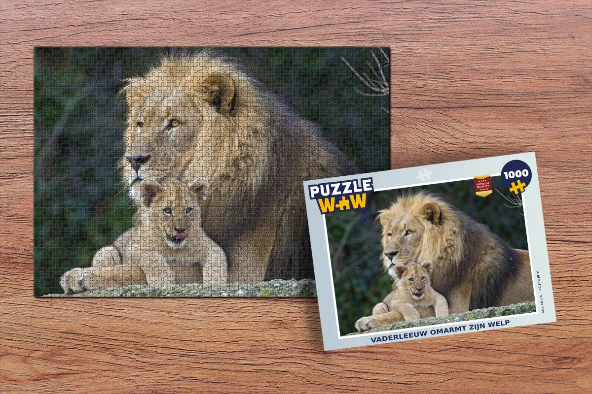 PuzzleWow Portret Leeuwen Legpuzzel 1000 Stuks - Multicolor