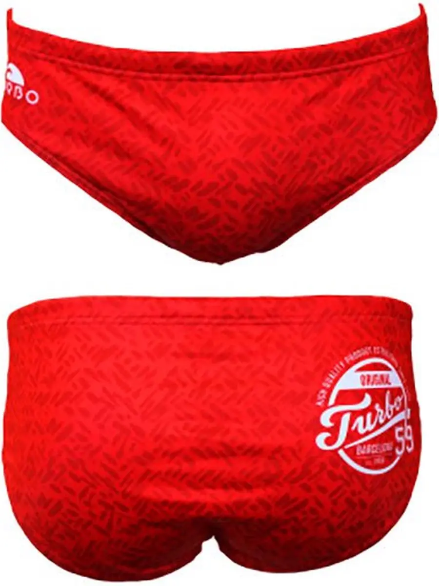 Turbo Plain Zwemslip Rood S Man