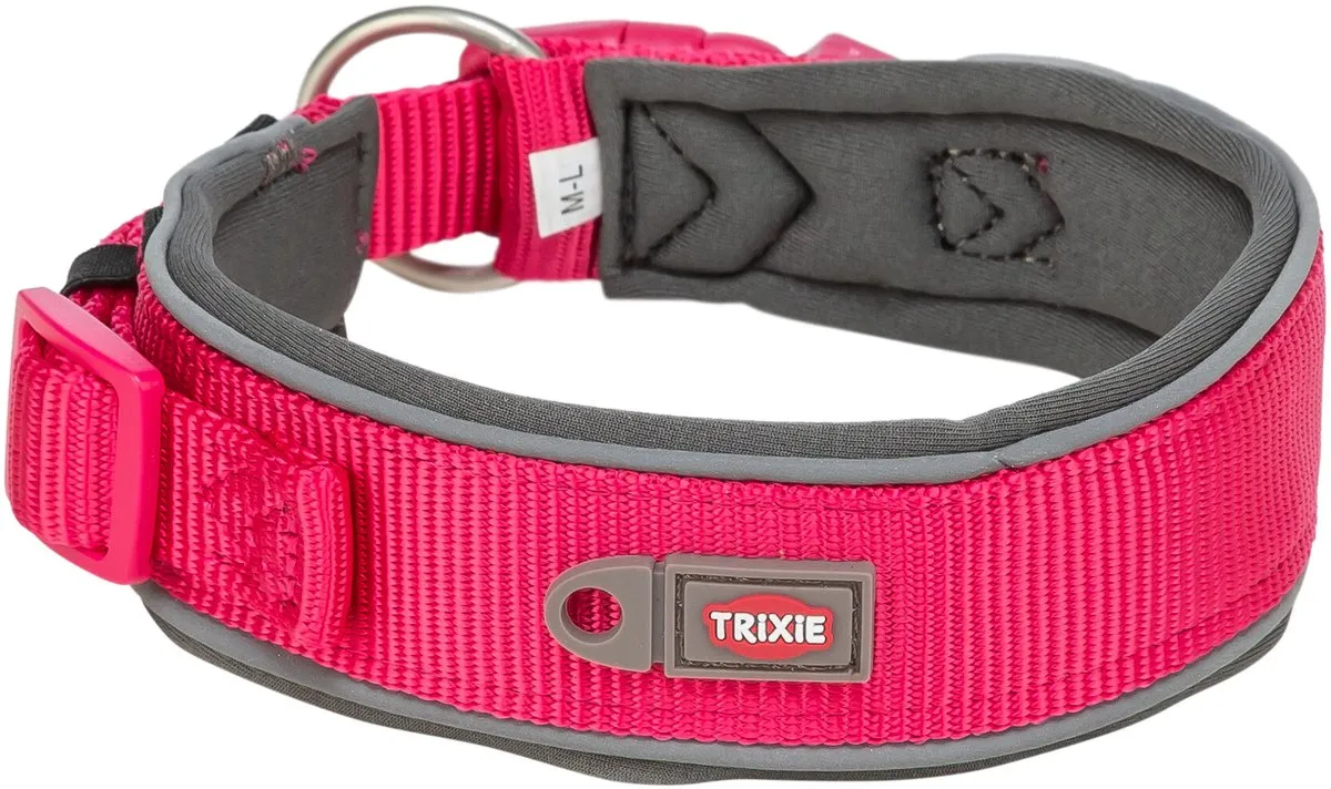 Trixie Premium Halsband Hond Extra Breed 27-35x2.5cm - Fuchsia/Grijs