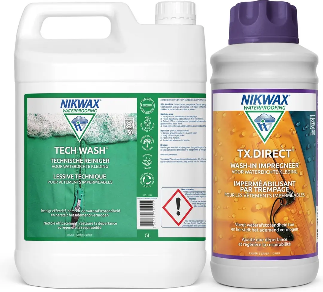 Nikwax Tech Wash Wasmiddel 5L & Nikwax Tx.Direct 1L Impregneermiddel