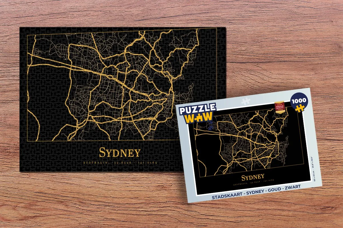 PuzzleWow Sydney Legpuzzel 1000 Stuks - Goud/Zwart