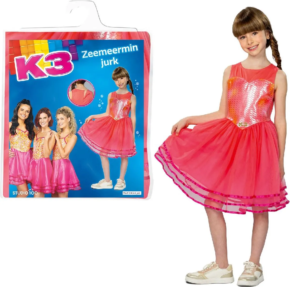 K3 - Verkleedkleding - Verkleedjurk 6-8j. - Lied van de zeemeermin - Maat 134