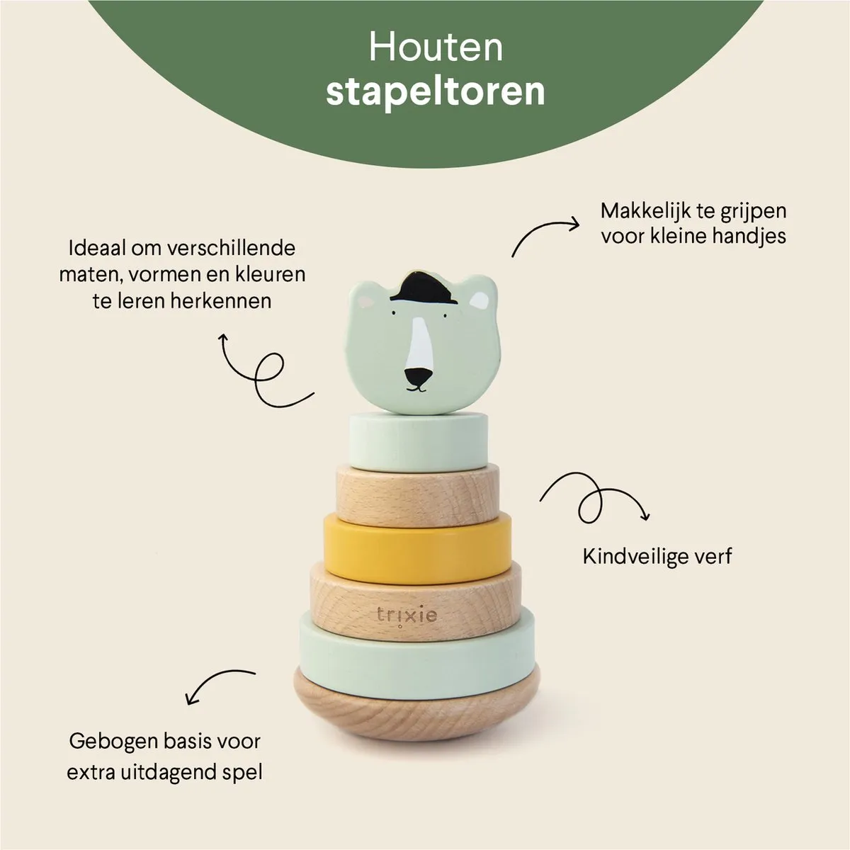 Trixie Houten Stapeltoren Mr. Polar Bear - Groen