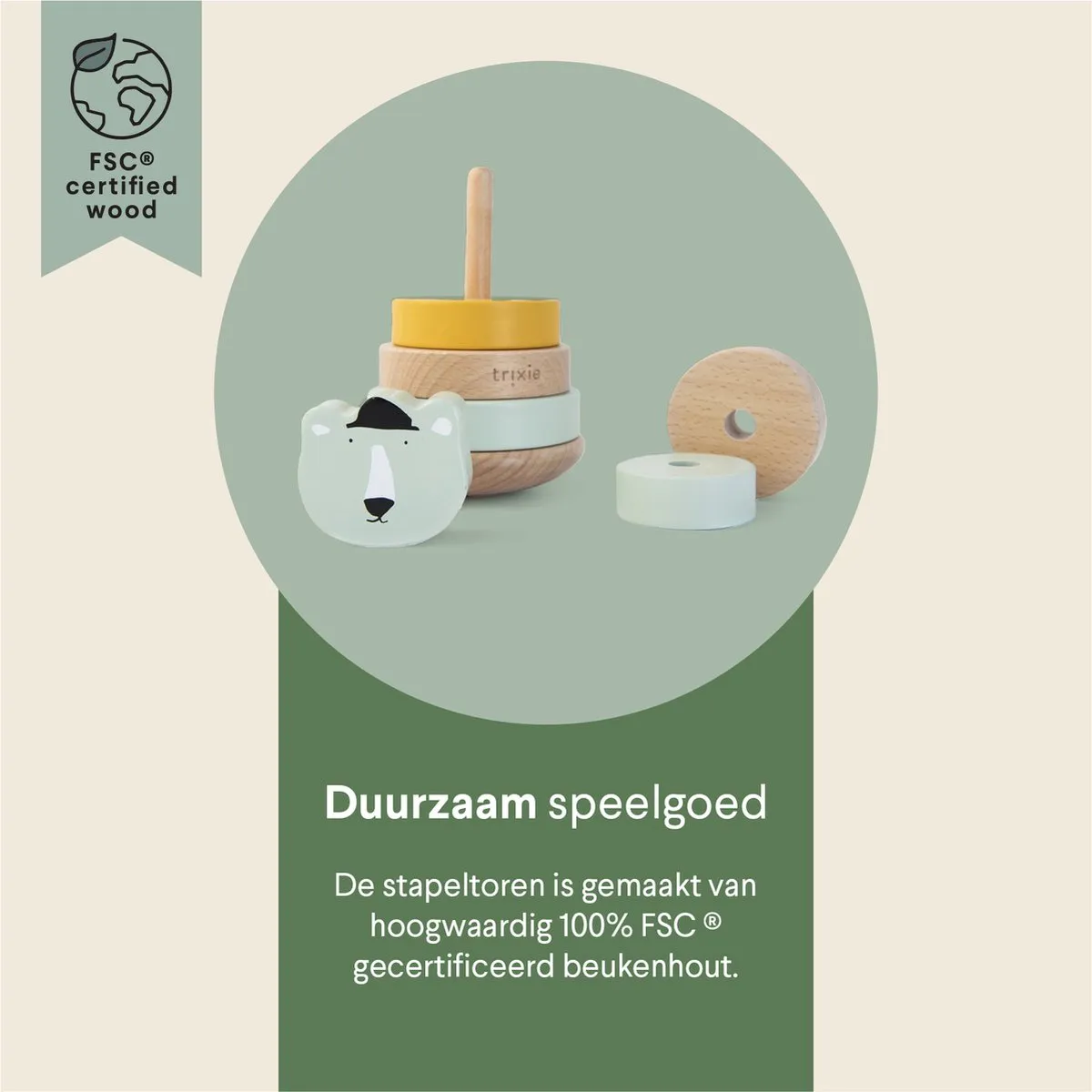 Trixie Houten Stapeltoren Mr. Polar Bear - Groen