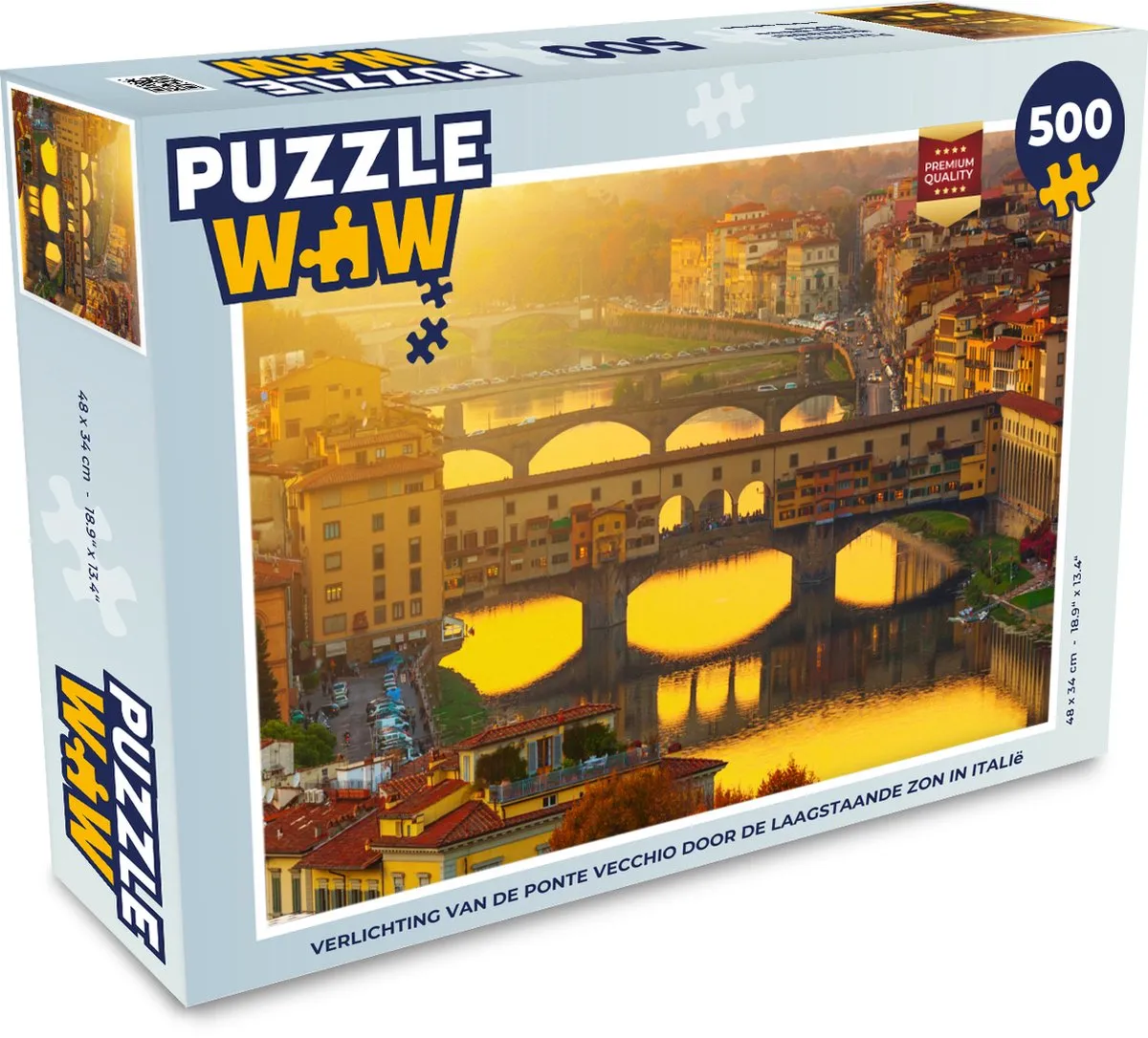 PuzzleWow Ponte Vecchio Legpuzzel 500 Stuks - Multicolor