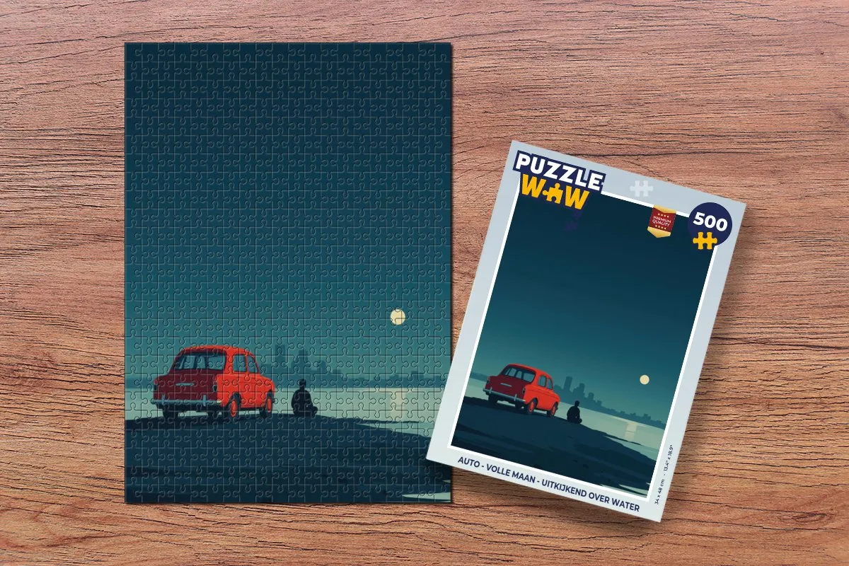 PuzzleWow Volle Maan Legpuzzel 500 Stuks - Water/Maan