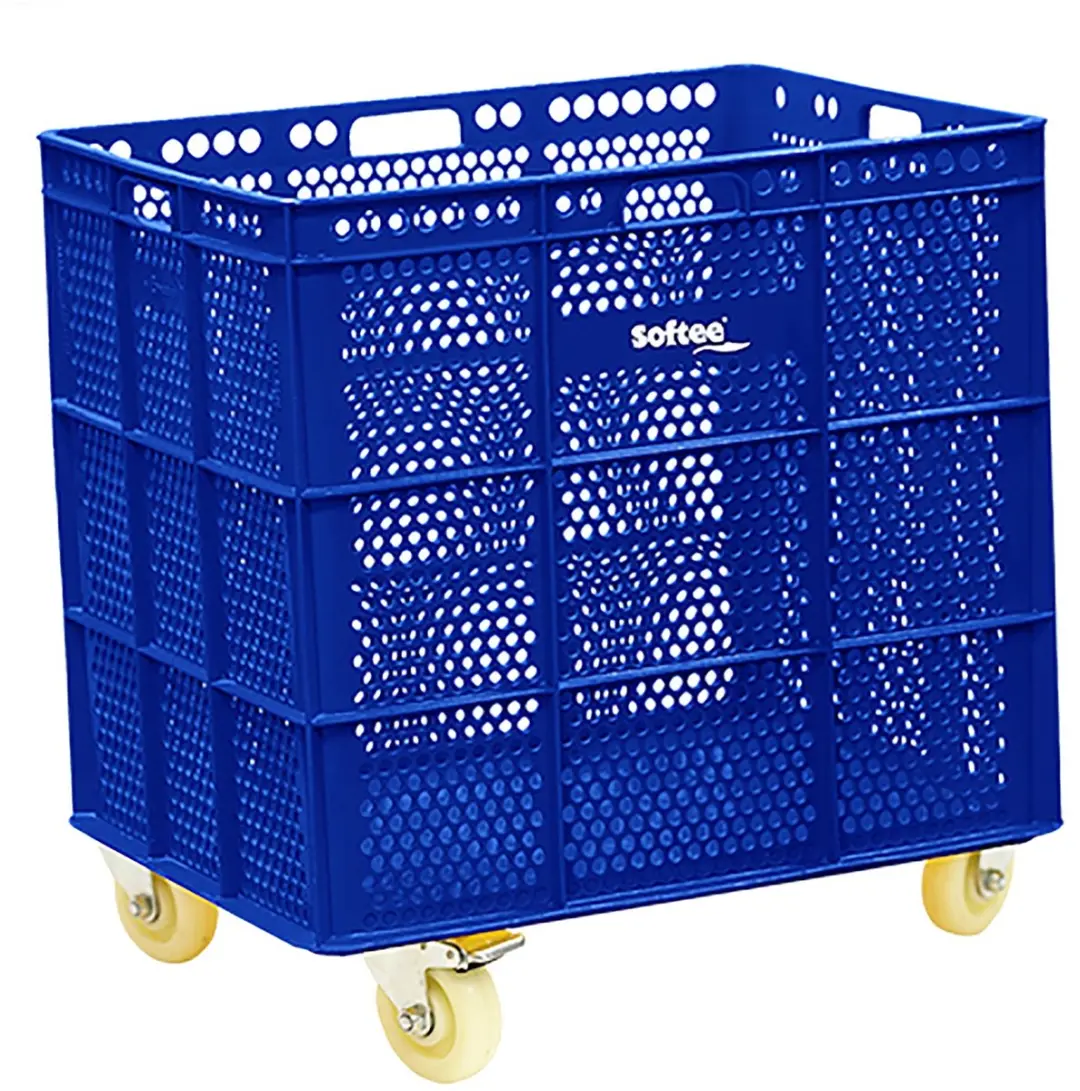 Softee Pu Mand Met Wielen Blauw 47.5 x 53.5 x 62 cm