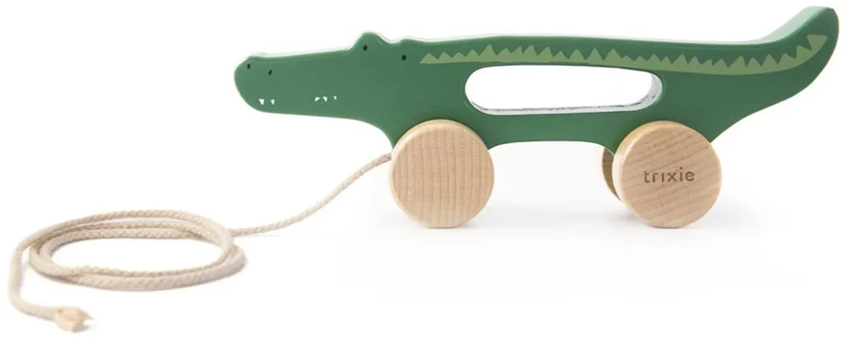 Trixie Houten Trekspeeltje - Mr. Crocodile - Voor de eerste stapjes - Babyspeelgoed - Voor Jongens & Meisjes - Krokodil