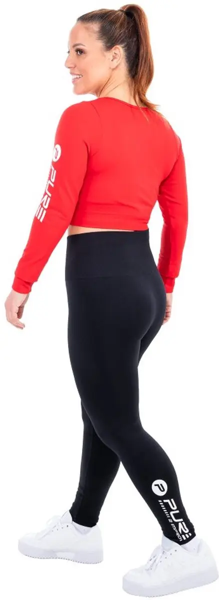 Pure2Improve Crop Top Dames - Maat XS - Sporttop Dames - Fitness Top - Seamless Training Top - 90% Nylon / 10% Spandex - Rood - afbeelding 5 van 5