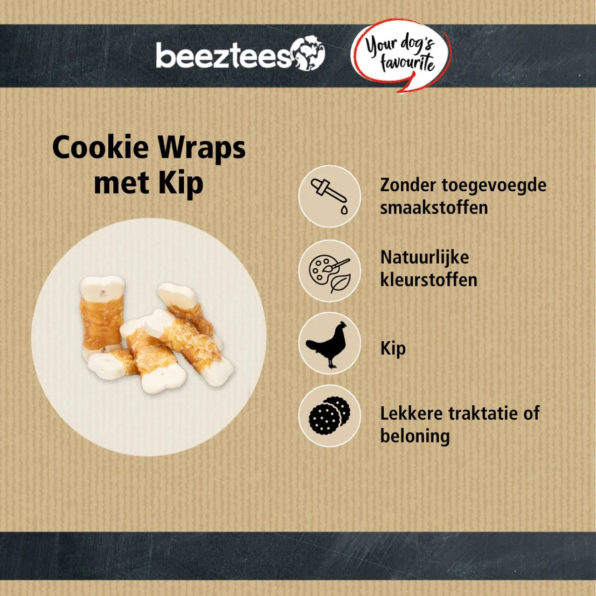 Beeztees Tasty Treats Cookie Wraps Kip - Kleine hondenkoekjes 200g