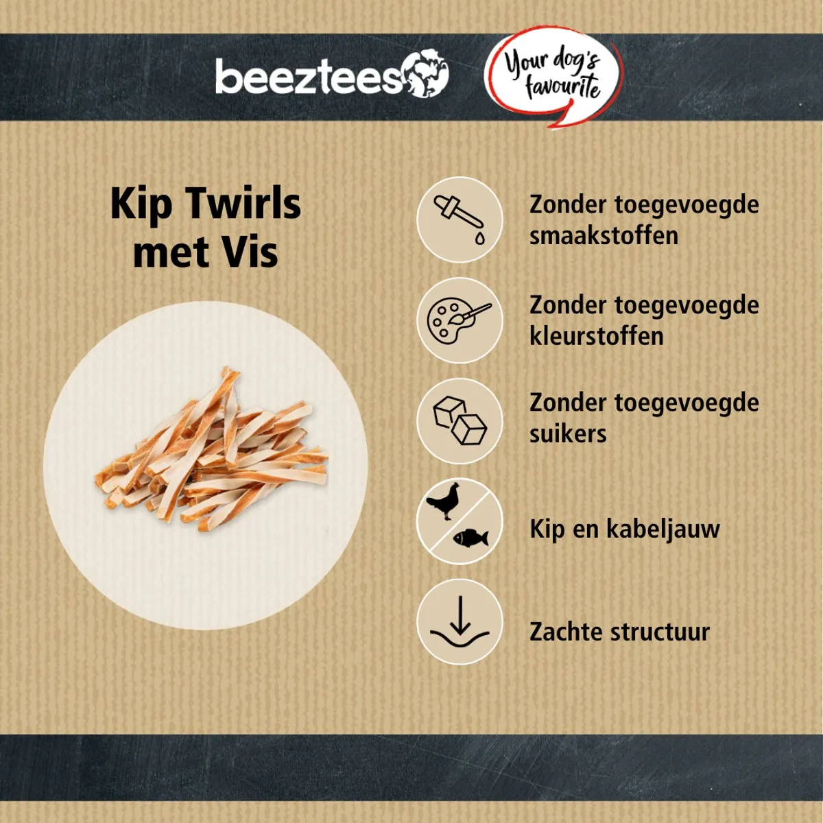 Beeztees Tasty Treats Kip Twirls met Vis - Kleine Hondenkoekjes 200g