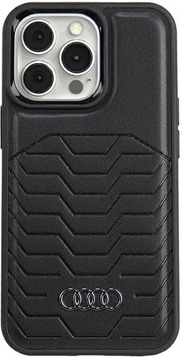 Audi Synthetisch Leren Hoesje MagSafe iPhone 13/Pro/Max - Zwart - afbeelding 4 van 6