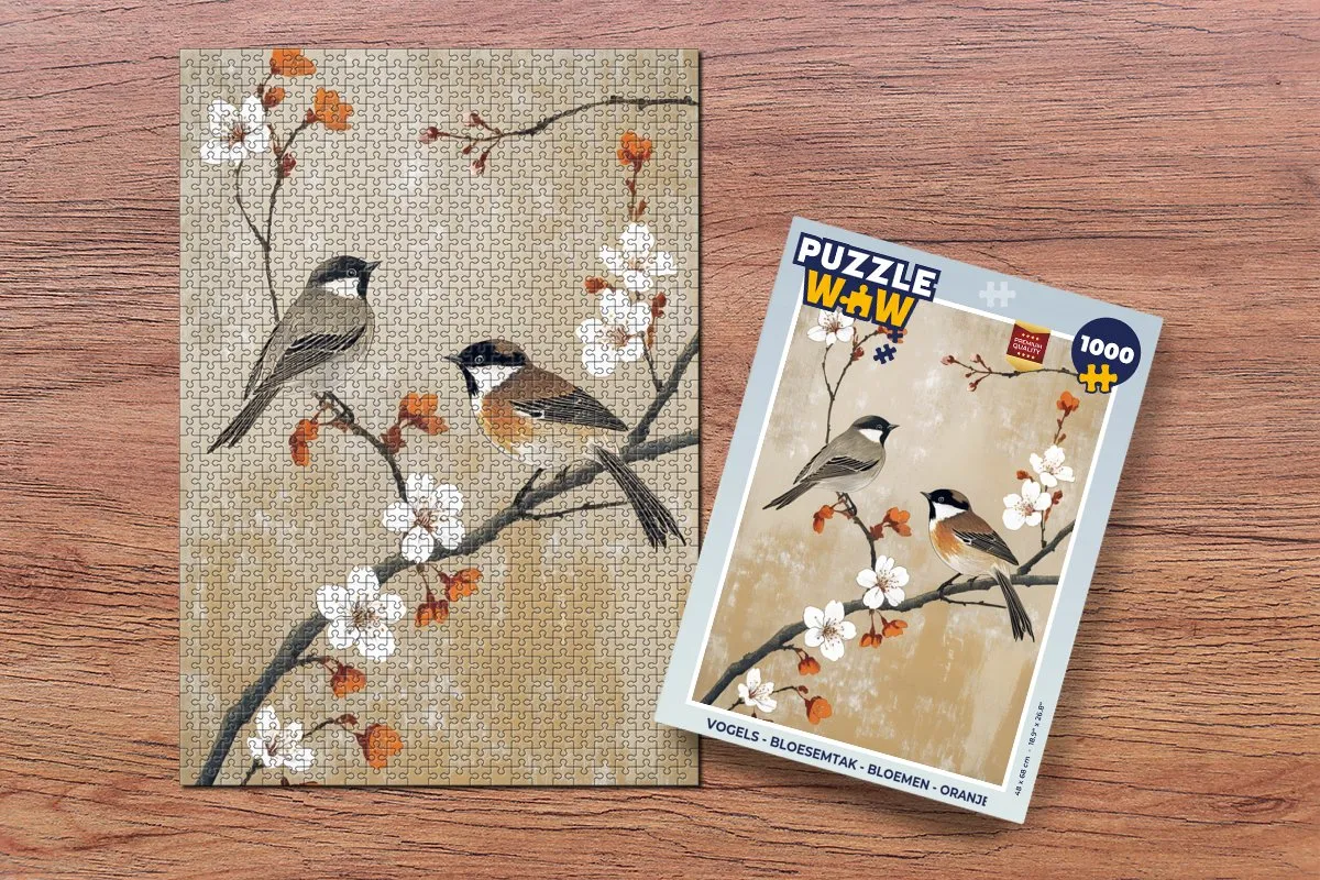 PuzzleWow Vogels - Bloesemtak Legpuzzel 1000 Stuks - Oranje