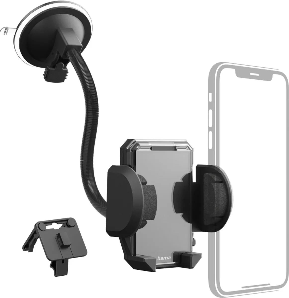 Hama 2in1 GSM-houder Auto - Universeel 11" - 360° Draaibaar - Zwart
