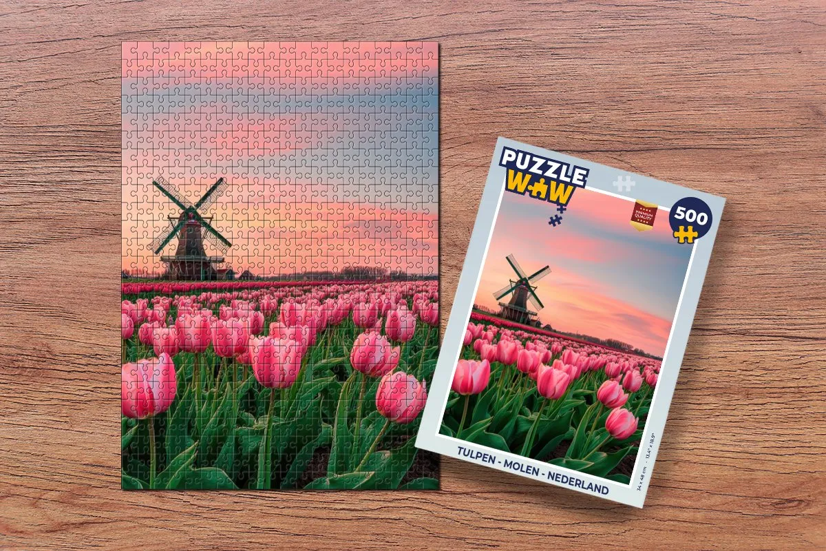 PuzzleWow Legpuzzel Tulpen - 500 Stuks - Roze