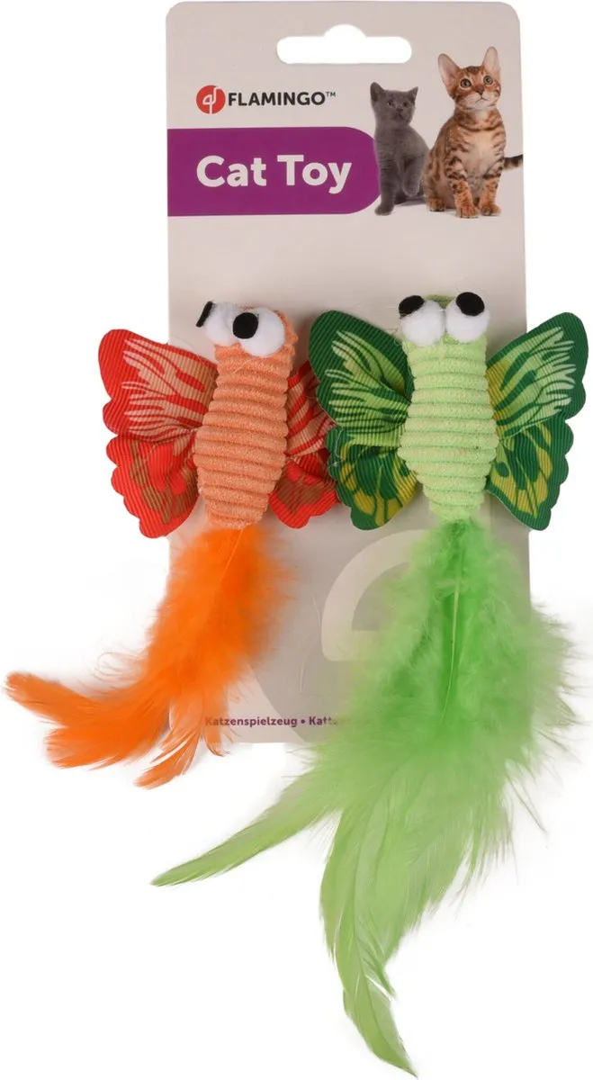 Flamingo Alea Vlinder Speelgoed Kat 17cm - 2 Stuks
