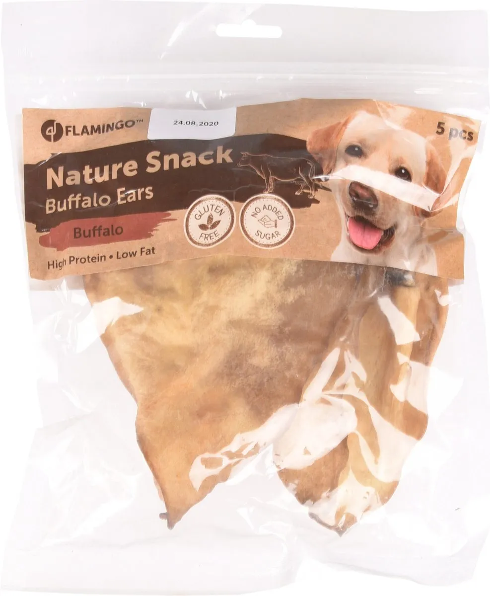 Flamingo Nature Runderoren Hondensnacks - 90g - 5 Stuks