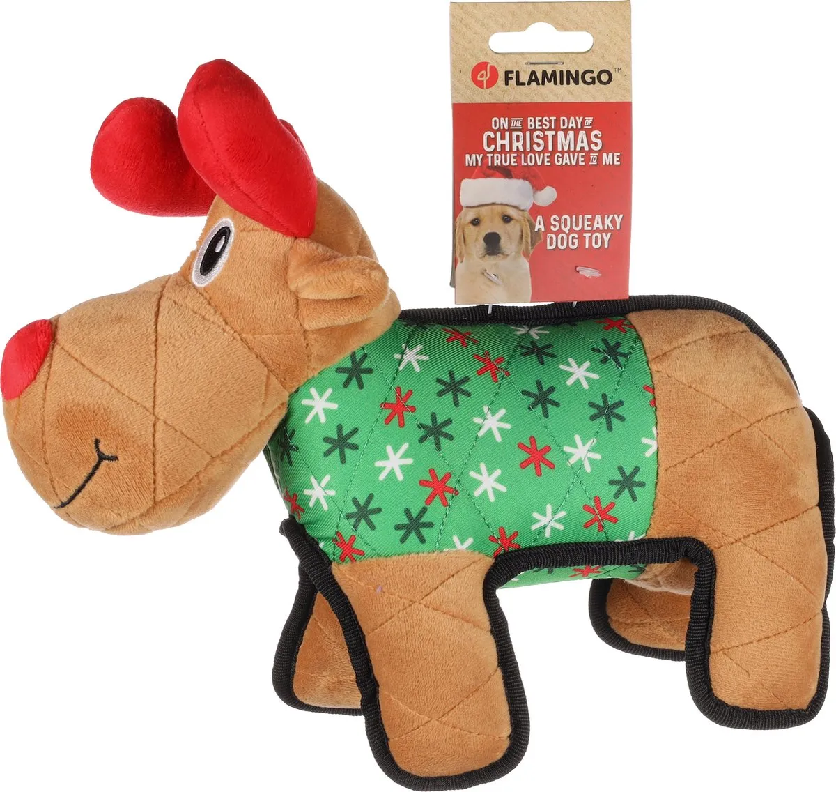 Flamingo Quilty Speelgoed Honden Kerst Rendier Bruin - afbeelding 2 van 3