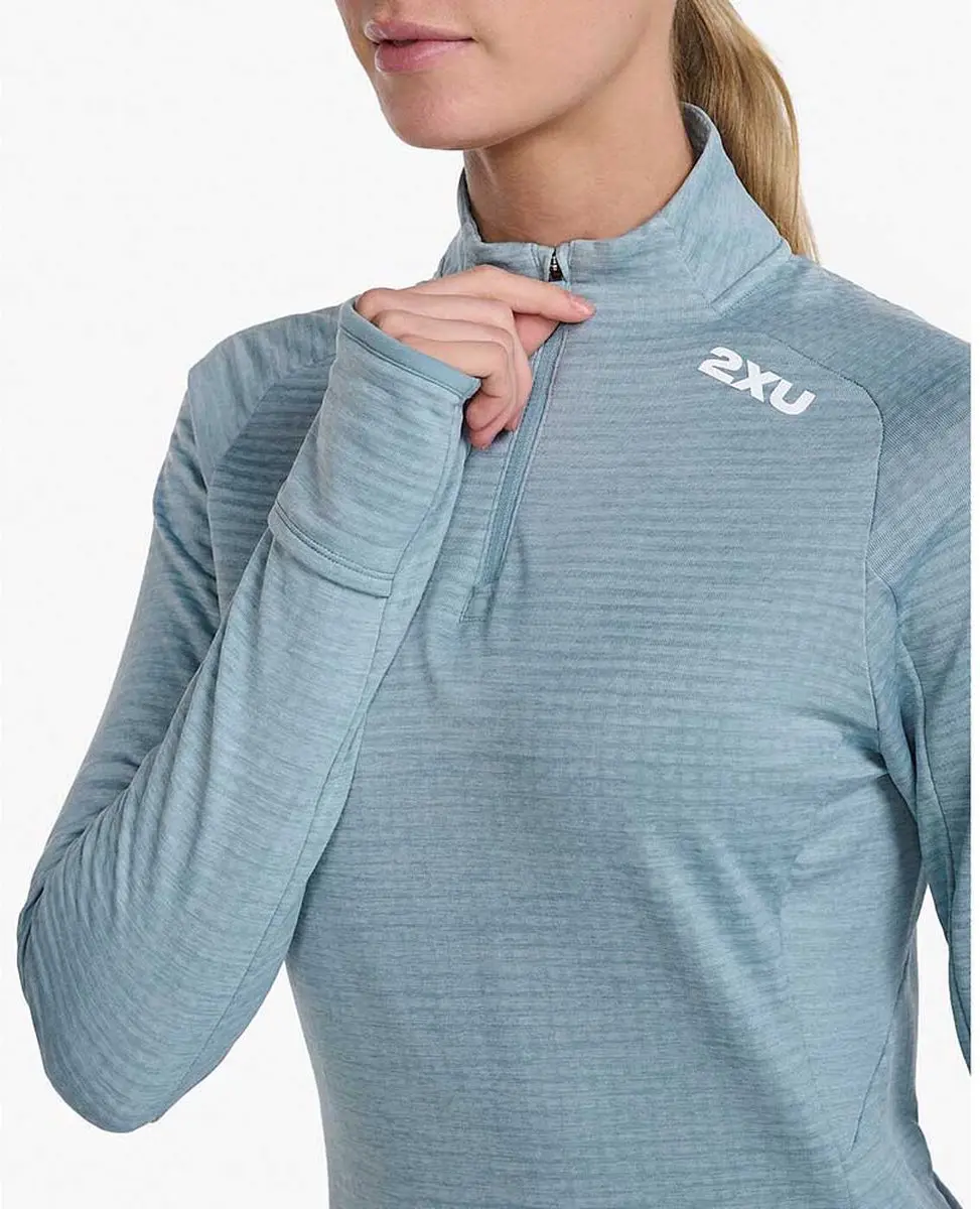 2XU Ignition Half Rits Lange Mouw T-shirt Dames - Chambray - afbeelding 3 van 4