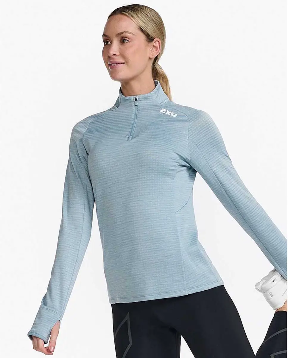 2XU Ignition Half Rits Lange Mouw T-shirt Dames - Chambray - afbeelding 4 van 4
