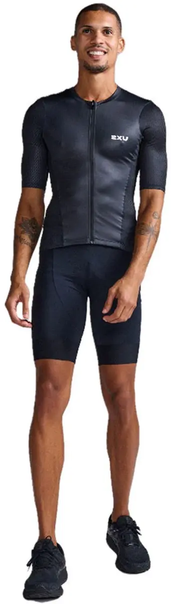 2xu Aero Hex Tri Half Rits T-shirt Met Korte Mouwen Zwart S Man