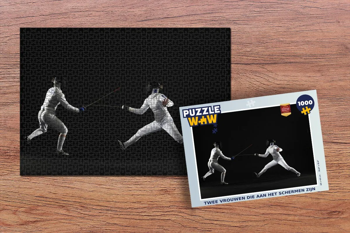 PuzzleWow Legpuzzel Twee Vrouwen Schermen 1000 Stuks - Multicolor