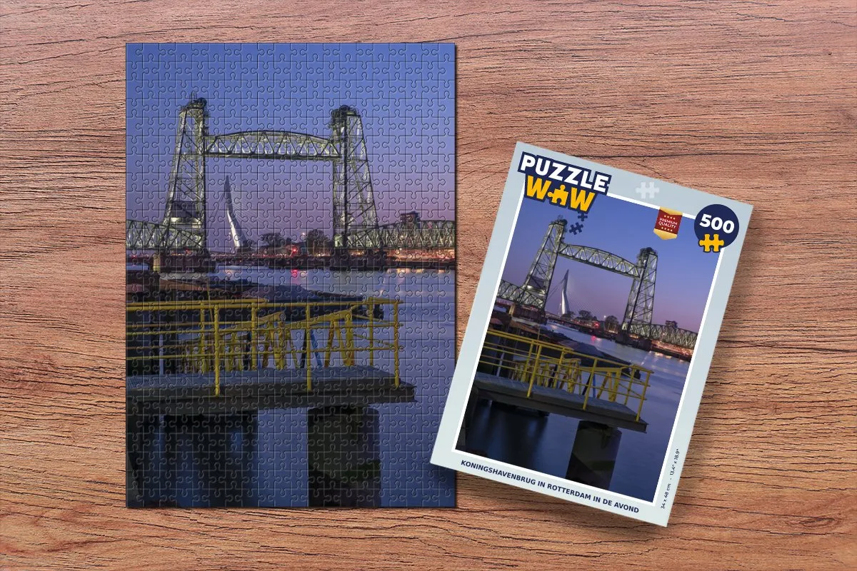 PuzzleWow Rotterdam Brug Trein Legpuzzel 500 Stuks - Multicolor