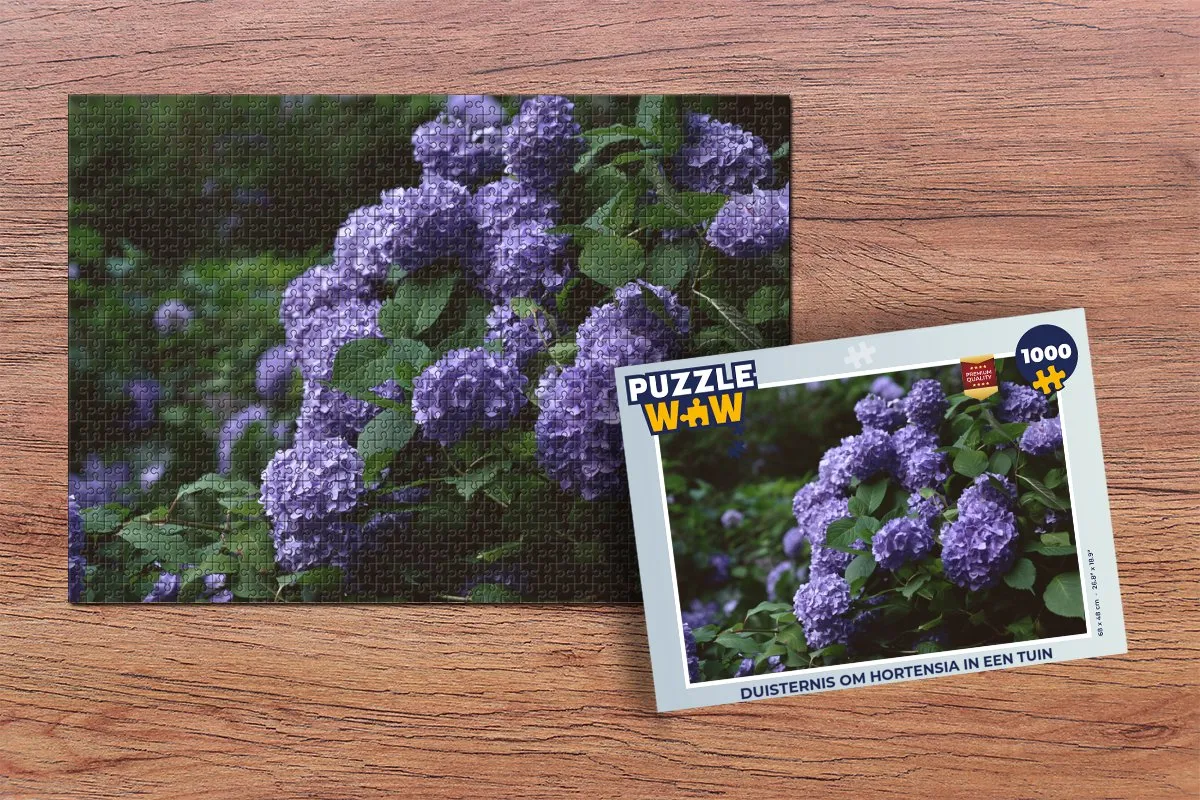 PuzzleWow Legpuzzel Duisternis om hortensia 1000 Stuks - Multicolor