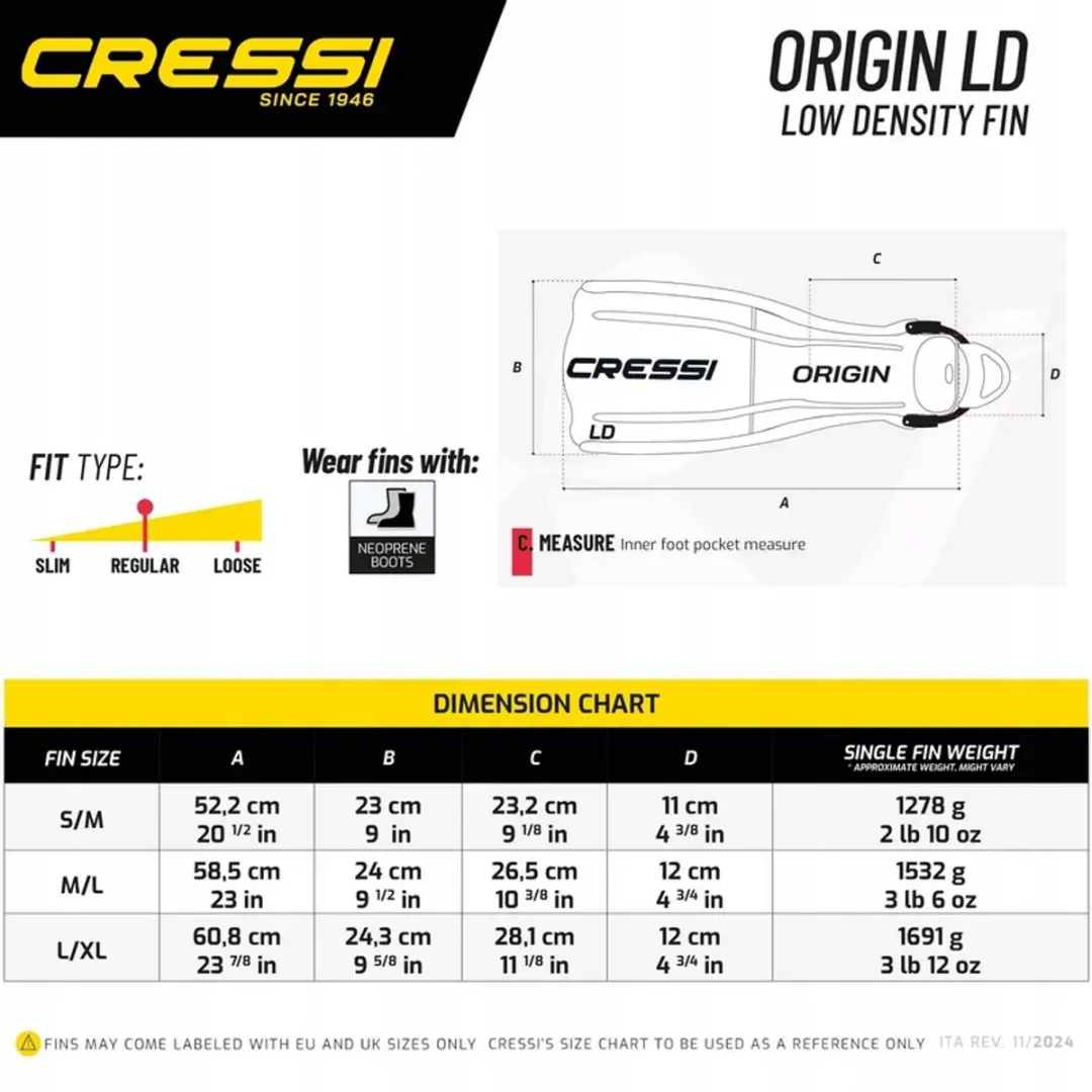 Cressi Origin LD Technische Duikvinnen - Zwart - afbeelding 5 van 6