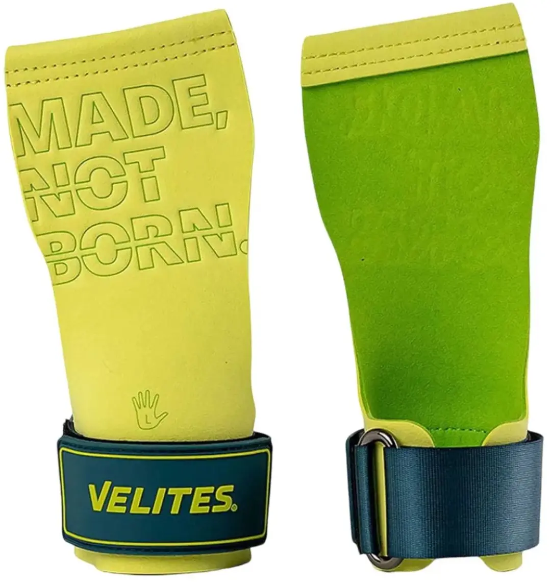 Velites Quad Pro Hand Grips – CrossFit Handbeschermers voor Chalk – Lemon Lime – L
