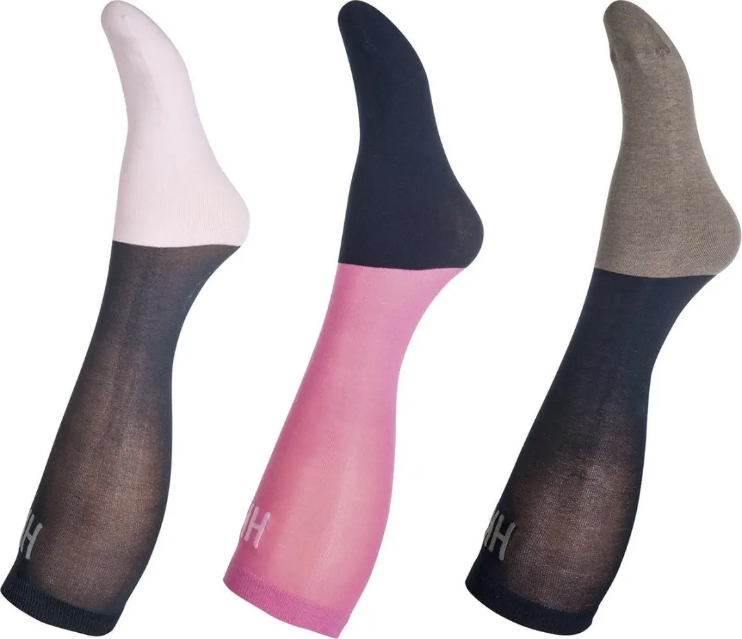 HKM Rijsokken -Microcotton Colour- Set van 3 roze/navy/grijs 38/40