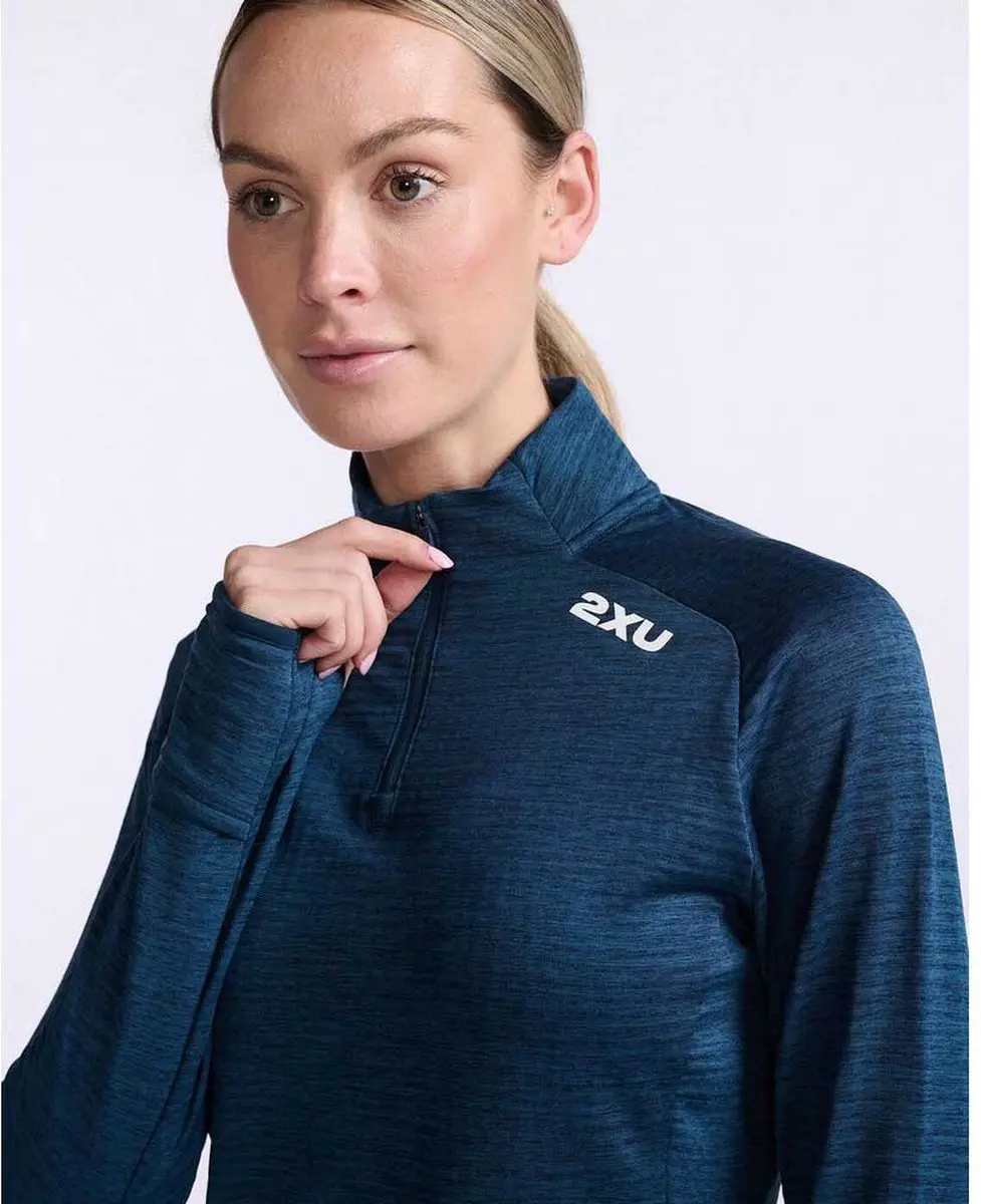 2XU Ignition Halfrits Lange Mouw T-shirt Dames - Blauw - afbeelding 3 van 4