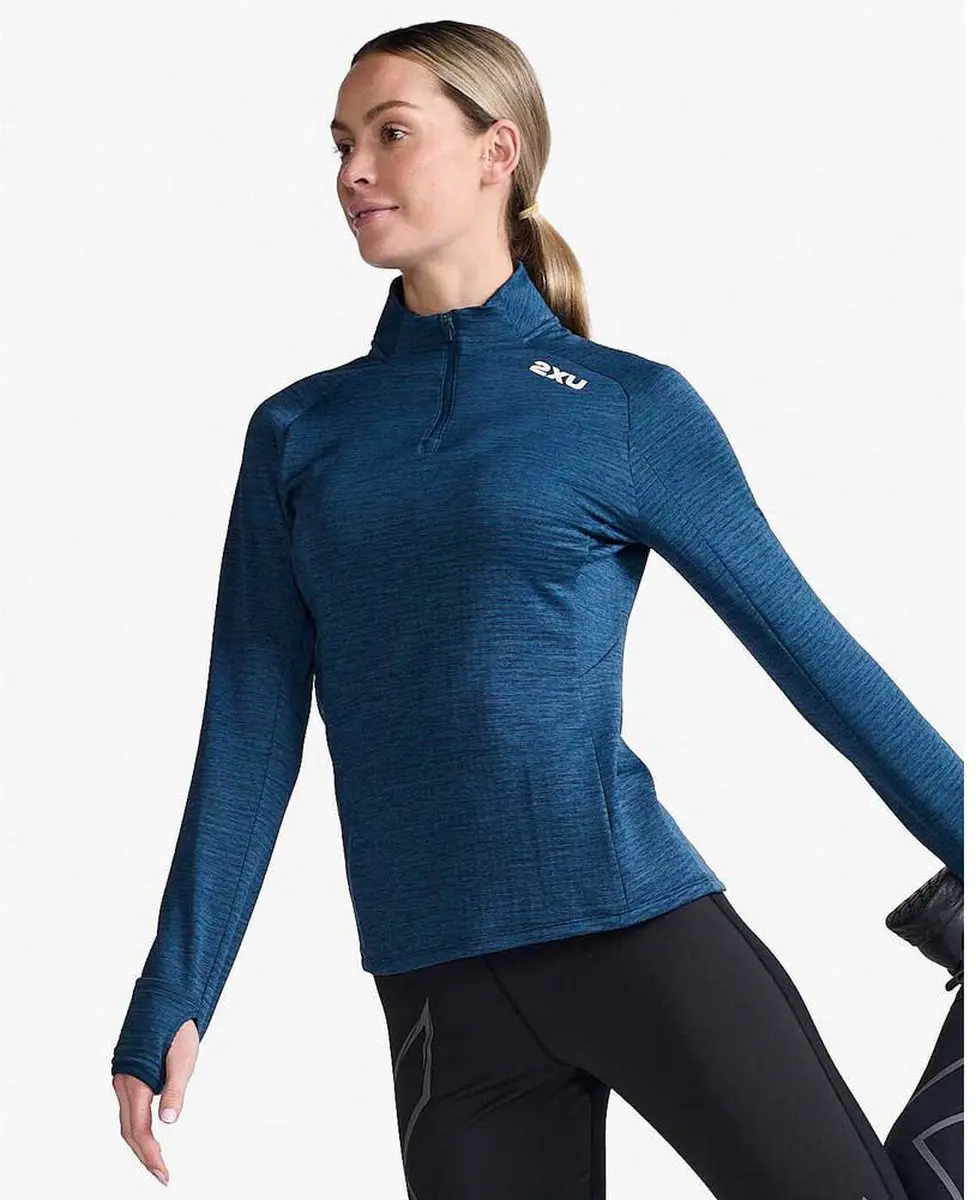 2XU Ignition Halfrits Lange Mouw T-shirt Dames - Blauw - afbeelding 4 van 4