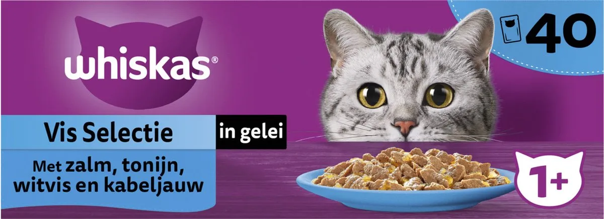 Whiskas Kattenvoer Adult 1+ Vis Selectie in Gelei - 40x85g - afbeelding 6 van 6