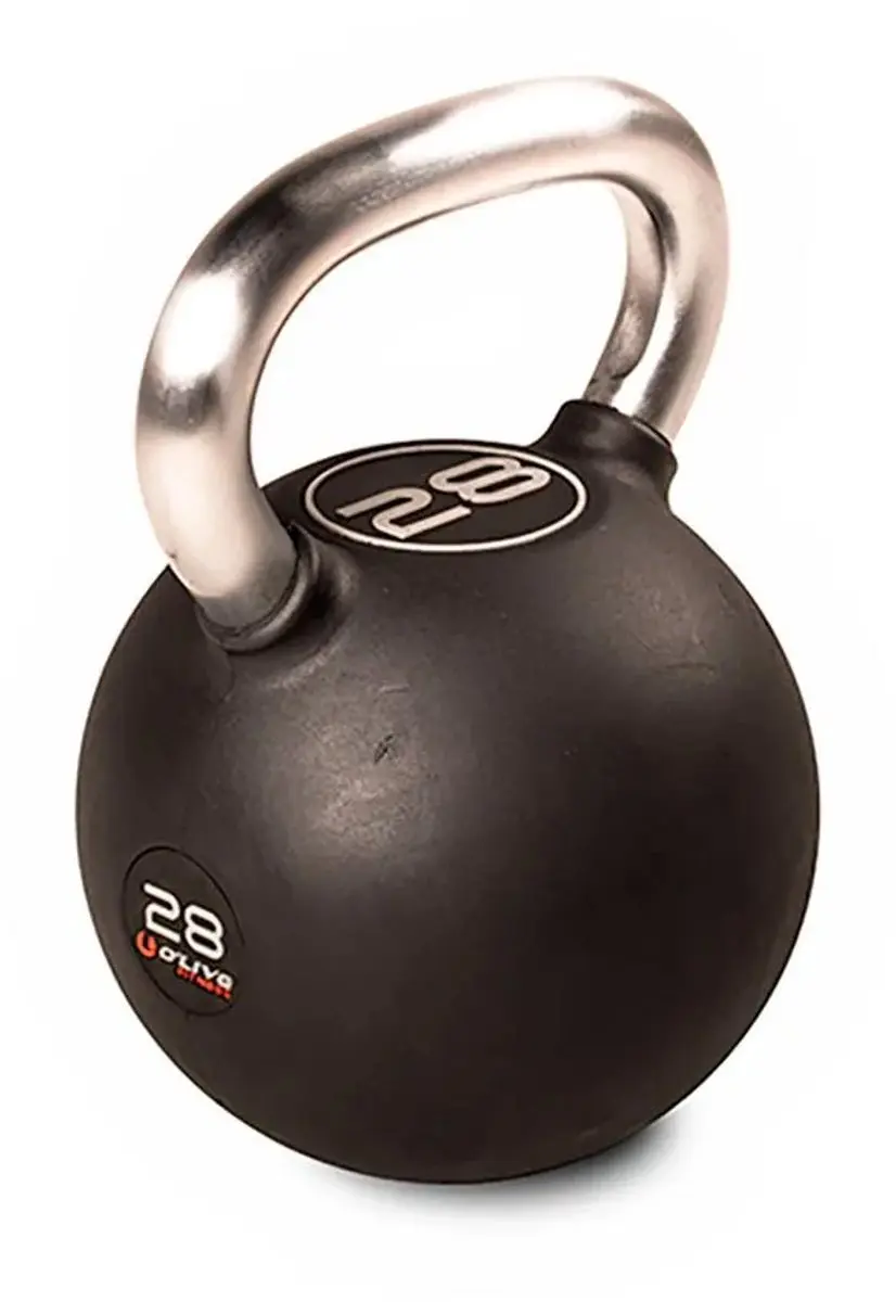 Olive Rubber Kettlebell 28kg - Zwart - afbeelding 2 van 2