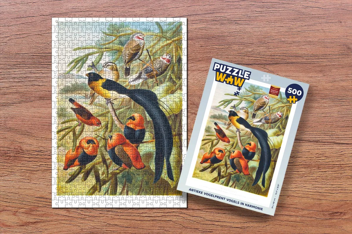 PuzzleWow Antieke Vogelprent Legpuzzel 500 Stuks - Multicolor