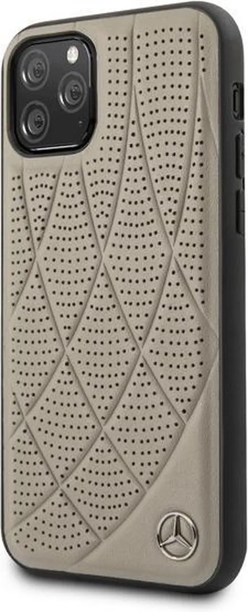 Mercedes-Benz iPhone 12 Mini Hoesje - Hard Case - Lichtbruin Perforated Wave