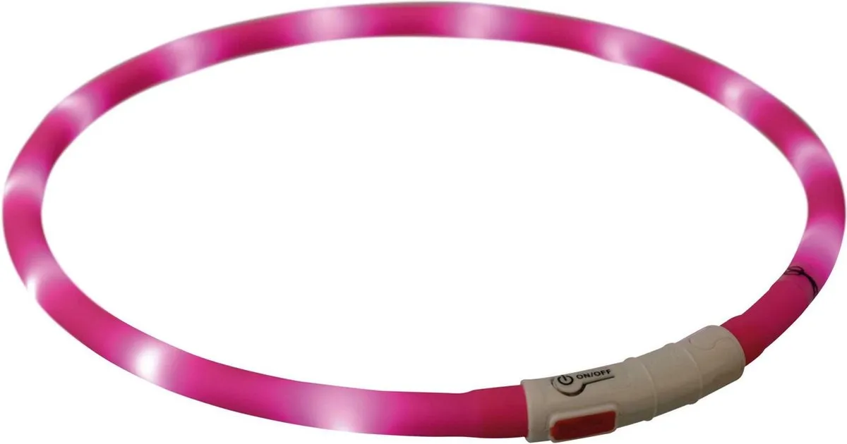 Trixie Lichtgevende LED Halsband Hond - Roze - 70x1cm - USB Oplaadbaar