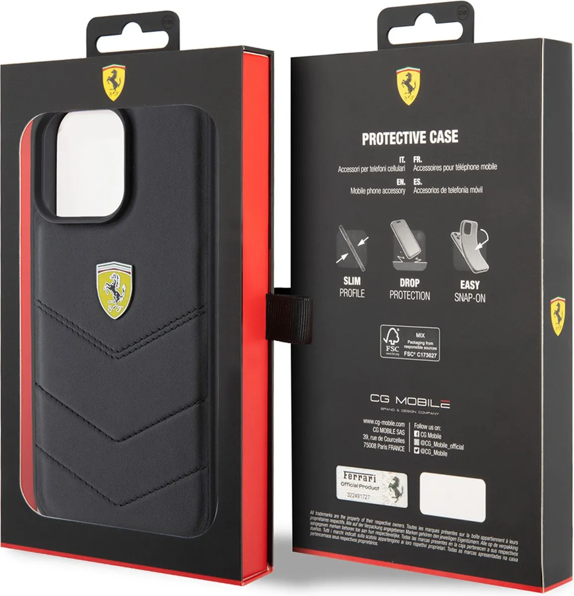 Ferrari iPhone 15 Pro Max Hoesje - Effen Zwart