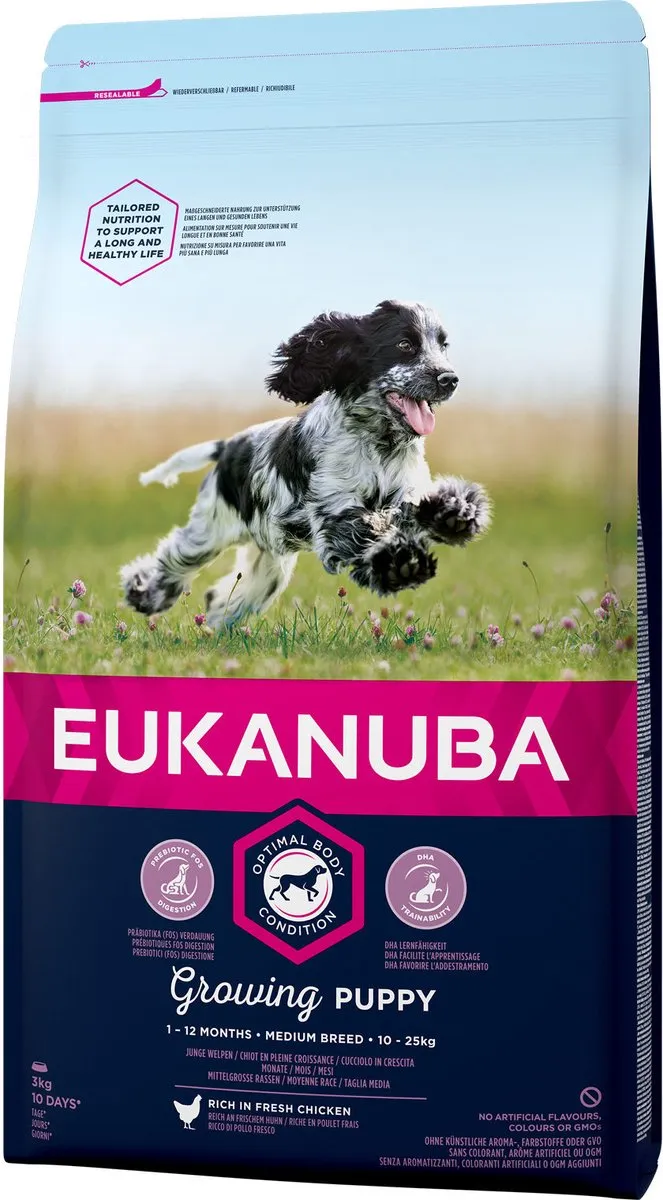 Eukanuba Puppy Medium Breed Kip Hondenbrokken 3kg - afbeelding 6 van 6