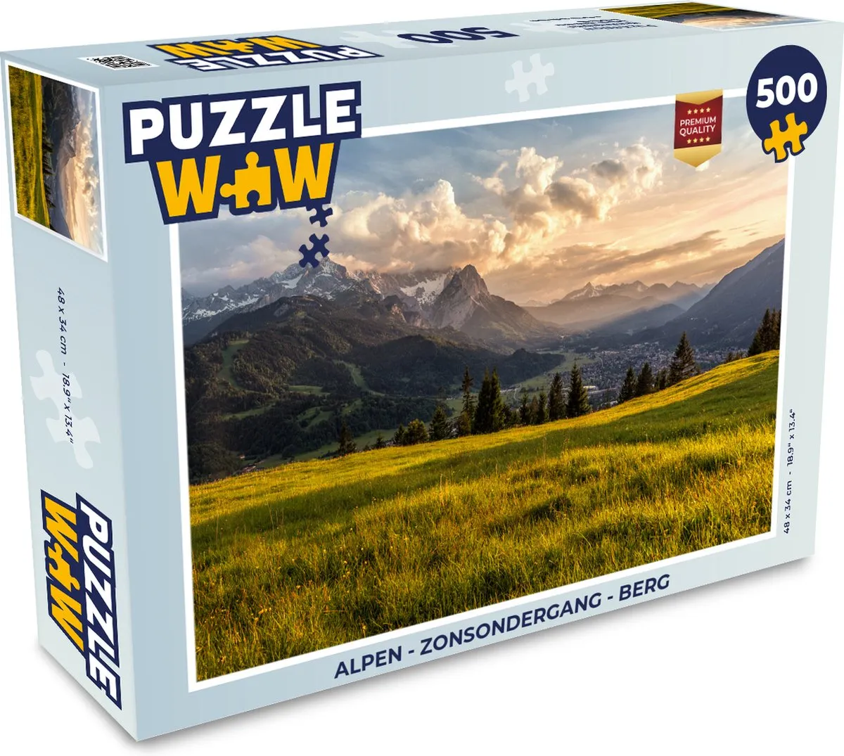 PuzzleWow Alpen Zonsondergang Legpuzzel 500 Stuks